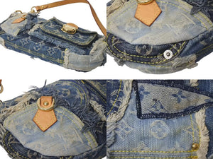 LOUISVUITTON ルイヴィトン パウチィ ワンショルダーバッグ M95382 パッチワーク モノグラムデニム ブルー 美品 中古 4c073389