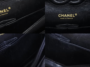 極美品 CHANEL シャネル ショルダーバッグ マトラッセ25 キャビアスキン ダブルフラップ ブラック ゴールド金具 8番台 A01112 中古 4c073392