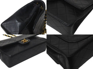 極美品 CHANEL シャネル マトラッセ23 Wフラップ チェーン ショルダーバッグ ラムスキン1番台 ブラック ゴールド金具 中古 4c073393