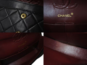 極美品 CHANEL シャネル マトラッセ23 Wフラップ チェーン ショルダーバッグ ラムスキン1番台 ブラック ゴールド金具 中古 4c073393