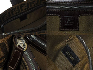 FENDI フェンディ ズッカ柄 ワンショルダーバッグ ハンドバッグ イタリア製キャンバス レザー シルバー金具 美品 中古 4c073394 
