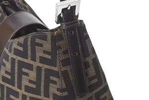 FENDI フェンディ ズッカ柄 ワンショルダーバッグ ハンドバッグ イタリア製キャンバス レザー シルバー金具 美品 中古 4c073394 