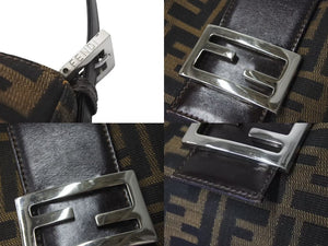 FENDI フェンディ ズッカ柄 ワンショルダーバッグ ハンドバッグ イタリア製キャンバス レザー シルバー金具 美品 中古 4c073394 