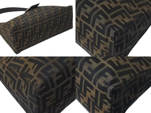 FENDI フェンディ ズッカ柄 ワンショルダーバッグ ハンドバッグ イタリア製キャンバス レザー シルバー金具 美品 中古 4c073394 
