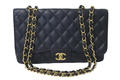 CHANEL シャネル マトラッセ30 シングルフラップ チェーン ショルダーバッグ キャビアスキン ブラック ゴールド金具 美品 中古 4c073405