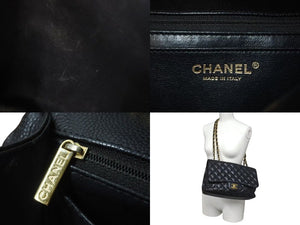 CHANEL シャネル マトラッセ30 シングルフラップ チェーン ショルダーバッグ キャビアスキン ブラック ゴールド金具 美品 中古 4c073405