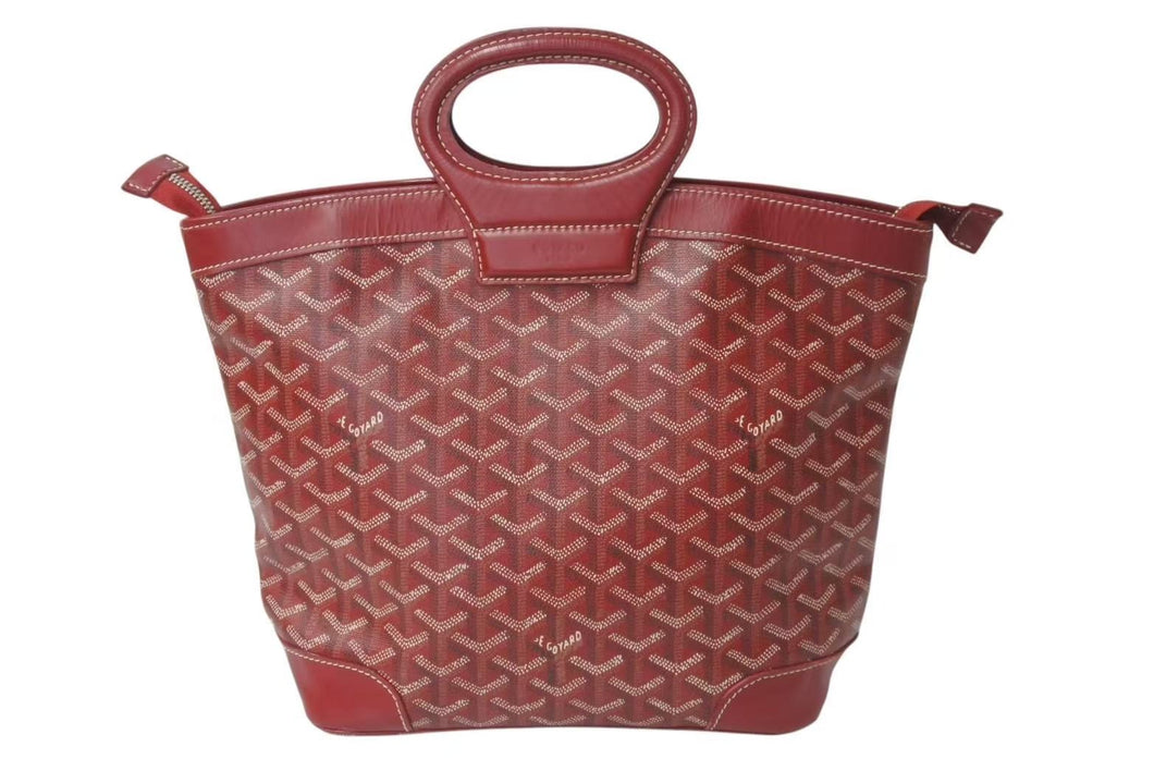 GOYARD ゴヤール ハンドバッグ ベルーガPM レッド ゴヤールディンキャンバス レザー シルバー金具 美品 中古 4c073406