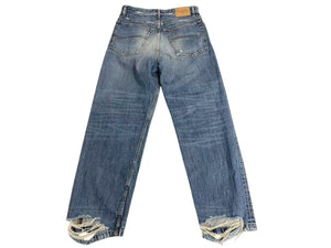 極美品 BALENCIAGA バレンシアガ LOOSE FIT JEANS ルーズフィットジーンズ 736540 サイズXS インディゴブルー ダメージ加工 中古 4c073409