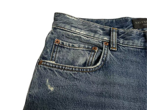 極美品 BALENCIAGA バレンシアガ LOOSE FIT JEANS ルーズフィットジーンズ 736540 サイズXS インディゴブルー ダメージ加工 中古 4c073409