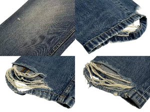 極美品 BALENCIAGA バレンシアガ LOOSE FIT JEANS ルーズフィットジーンズ 736540 サイズXS インディゴブルー ダメージ加工 中古 4c073409