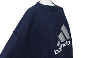 BALENCIAGA x adidas バレンシアガ × アディダス 半袖Ｔシャツ 731789 サイズ4 ロゴ刺繍 22FW ネイビー 美品 中古 4c073417