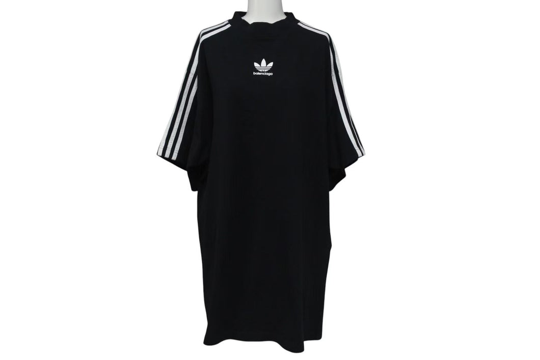 極美品 BALENCIAGA X ADIDAS バレンシアガ X アディダス Cotton T Shirt コットン T シャツ ブラック 739101 中古 4c073419