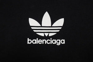 極美品 BALENCIAGA X ADIDAS バレンシアガ X アディダス Cotton T Shirt コットン T シャツ ブラック 739101 中古 4c073419