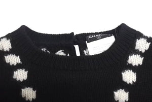 CHANEL シャネル ニット セーター ネックレス ヴィンテージ P05572V00254 イギリス製 カシミヤ ブラック サイズ38 美品 中古 4c073420