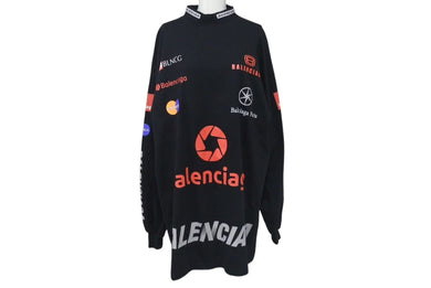 極美品 BALENCIAGA バレンシアガ LEAGUE リーグ 長袖Tシャツ 767879 サイズL ブラック コットン マルチプリント 23SS 中古 4c073422