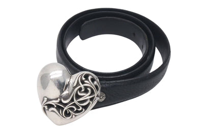 CHROME HEARTS クロムハーツ ハート モチーフ レザーベルト サイズ30 1995 サイズ36 sterling刻印 レザー 美品 中古 4c073431