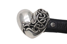 Load image into Gallery viewer, CHROME HEARTS クロムハーツ ハート モチーフ レザーベルト サイズ30 1995 サイズ36 sterling刻印 レザー 美品 中古 4c073431