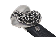Load image into Gallery viewer, CHROME HEARTS クロムハーツ ハート モチーフ レザーベルト サイズ30 1995 サイズ36 sterling刻印 レザー 美品 中古 4c073431