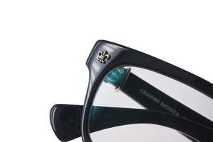 CHROME HEARTS クロムハーツ GITTIN ANY？-A メガネ 度入り サイズ52□19-145 ブラック プラスチック シルバー925 美品 中古 4c073434