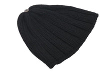 Load image into Gallery viewer, 極美品 CHROME HEARTS クロムハーツ クロスパッチ カシミヤ ニット帽 ビーニー ブラック 帽子 シルバー金具 OS 中古 4c073439