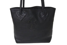 Load image into Gallery viewer, 極美品 CHROME HEARTS クロムハーツ FSトートバッグ セメタリークロスパッチ レザー シルバー925 ブラック 中古 4c073443