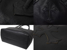 Load image into Gallery viewer, 極美品 CHROME HEARTS クロムハーツ FSトートバッグ セメタリークロスパッチ レザー シルバー925 ブラック 中古 4c073443
