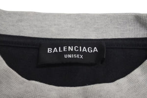 極美品 BALENCIAGA バレンシアガ 22SS Unity 七分袖 半袖Ｔシャツ ブラック グレー コットン ロゴ オーバーサイズ 刺繍 699190 サイズ2 中古 4c073447