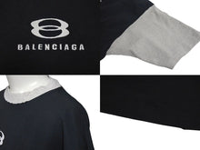 Load image into Gallery viewer, 極美品 BALENCIAGA バレンシアガ 22SS Unity 七分袖 半袖Ｔシャツ ブラック グレー コットン ロゴ オーバーサイズ 刺繍 699190 サイズ2 中古 4c073447