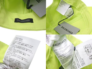極美品 BALENCIAGA バレンシアガ 24SS サッカー 刺繍 ロゴ キャップ イエロー ブラック 778787 コットン 帽子 小物 サイズS 中古 4c073448