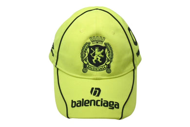 極美品 BALENCIAGA バレンシアガ 24SS サッカー 刺繍 ロゴ キャップ イエロー ブラック 778787 コットン 帽子 小物 サイズS 中古 4c073448