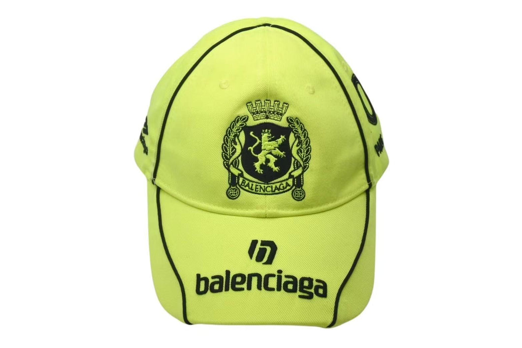極美品 BALENCIAGA バレンシアガ 24SS サッカー 刺繍 ロゴ キャップ イエロー ブラック 778787 コットン 帽子 小物 サイズS 中古 4c073448