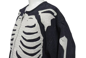 未使用 KAPITAL キャピタル 14oz モトクロスボーンジャケット KR2402LJ06 ブラック ホワイト シルバー金具 中古 サイズL 4c073449 