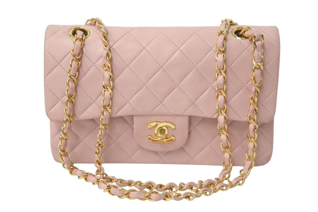 CHANEL シャネル マトラッセ23 Wフラップ チェーン ショルダーバッグ ラムスキン 2番台 ピンク ゴールド金具 美品 中古 4c073453