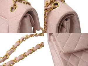 CHANEL シャネル マトラッセ23 Wフラップ チェーン ショルダーバッグ ラムスキン 2番台 ピンク ゴールド金具 美品 中古 4c073453