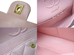 CHANEL シャネル マトラッセ23 Wフラップ チェーン ショルダーバッグ ラムスキン 2番台 ピンク ゴールド金具 美品 中古 4c073453