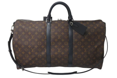 極美品 LOUIS VUITTON ルイヴィトン キーポルバンドリエール55 ボストンバッグ M56714 モノグラムマカサー ブラック 中古 4c073457