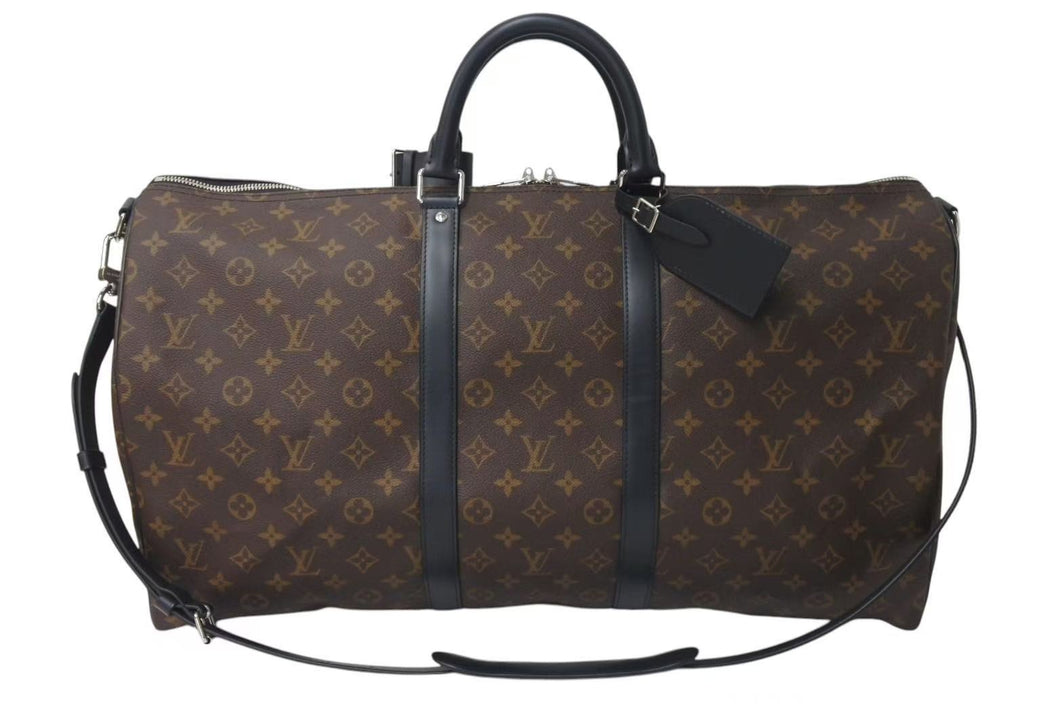 極美品 LOUIS VUITTON ルイヴィトン キーポルバンドリエール55 ボストンバッグ M56714 モノグラムマカサー ブラック 中古 4c073457