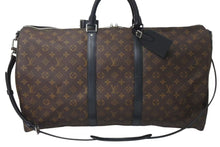 Load image into Gallery viewer, 極美品 LOUIS VUITTON ルイヴィトン キーポルバンドリエール55 ボストンバッグ M56714 モノグラムマカサー ブラック 中古 4c073457