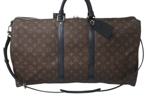 極美品 LOUIS VUITTON ルイヴィトン キーポルバンドリエール55 ボストンバッグ M56714 モノグラムマカサー ブラック 中古 4c073457