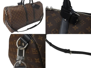極美品 LOUIS VUITTON ルイヴィトン キーポルバンドリエール55 ボストンバッグ M56714 モノグラムマカサー ブラック 中古 4c073457