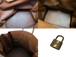 HERMES エルメス ハンドバッグ オータクロア50 アルデンヌ マロンドインディ ブロンズ金具 ○X刻印 中古 4c073459