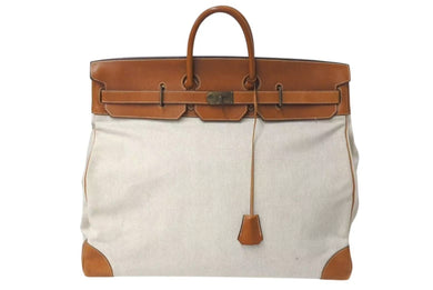 HERMES エルメス Hac オータクロア55 ハンドバッグ トワルアッシュ バレニア ゴールド金具 ○X刻印 美品 中古 4c073461