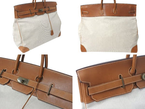 HERMES エルメス Hac オータクロア55 ハンドバッグ トワルアッシュ バレニア ゴールド金具 ○X刻印 美品 中古 4c073461