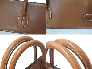 HERMES エルメス Hac オータクロア55 ハンドバッグ トワルアッシュ バレニア ゴールド金具 ○X刻印 美品 中古 4c073461