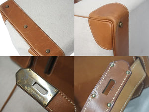 HERMES エルメス Hac オータクロア55 ハンドバッグ トワルアッシュ バレニア ゴールド金具 ○X刻印 美品 中古 4c073461