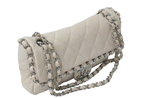 CHANEL シャネル ラグジュアリー ライン ショルダーバッグ ダブルチェーン ラムスキン ピンクベージュ シルバー金具 14番台 美品 中古 4c073462