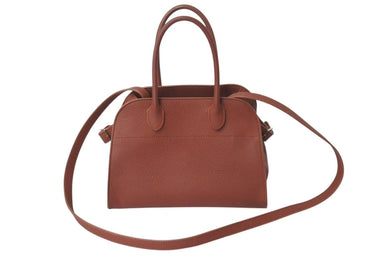極美品 THE ROW ザ ロウ SOFT MARGAUX 10 ソフトマルゴー10 ハンドバッグ W1190 L133 レザー ブラウン シルバー金具 中古 4c073474