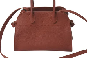 極美品 THE ROW ザ ロウ SOFT MARGAUX 10 ソフトマルゴー10 ハンドバッグ W1190 L133 レザー ブラウン シルバー金具 中古 4c073474
