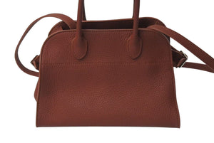 極美品 THE ROW ザ ロウ SOFT MARGAUX 10 ソフトマルゴー10 ハンドバッグ W1190 L133 レザー ブラウン シルバー金具 中古 4c073474