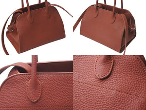 極美品 THE ROW ザ ロウ SOFT MARGAUX 10 ソフトマルゴー10 ハンドバッグ W1190 L133 レザー ブラウン シルバー金具 中古 4c073474